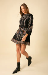 Melissa Embroidered Dress, color_black