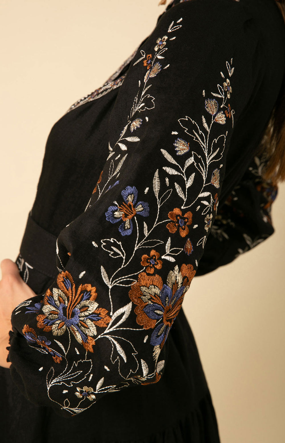 white christmas dresses Baltic Born Womens Kennedy Embroidered Maxi Dress | Blue main image 1