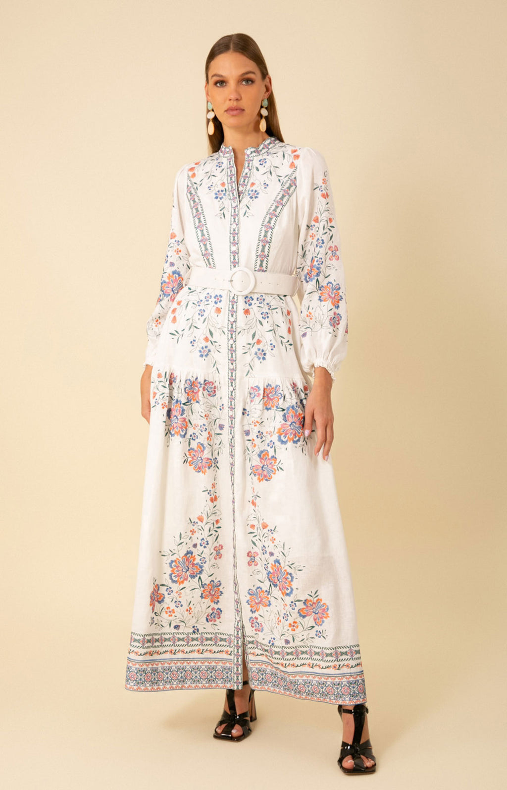 Melissa Embroidered Maxi Dress Ivory / M