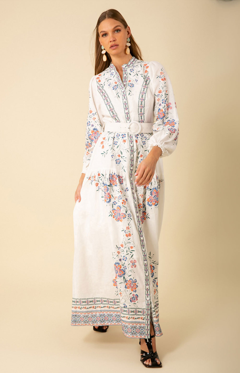 hale bob embroidered dress Mariah Embroidered Maxi Dress Olive / M