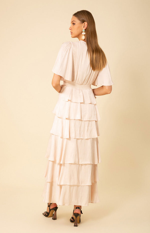 Ainsley Solid Tiered Dress, color_ivory