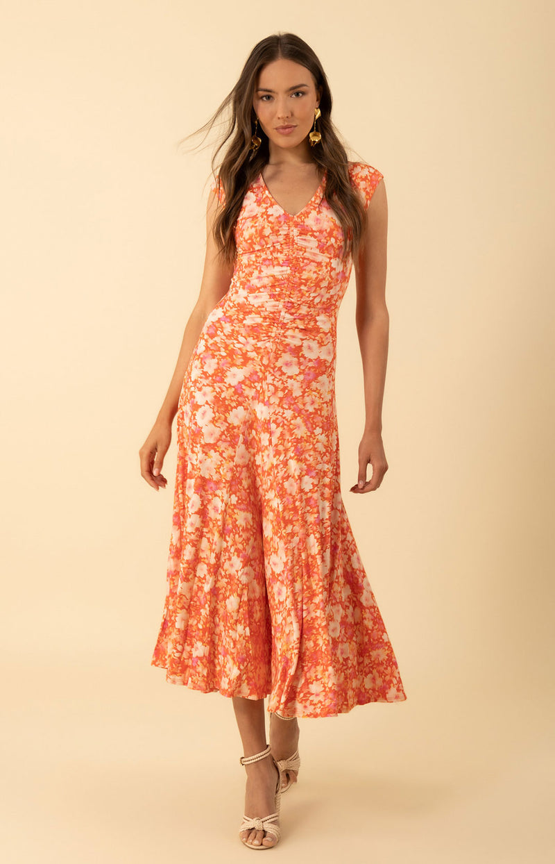 Brynn Shirred Jersey Dress Orange / L Brynn Shirred Jersey Dress Orange / L