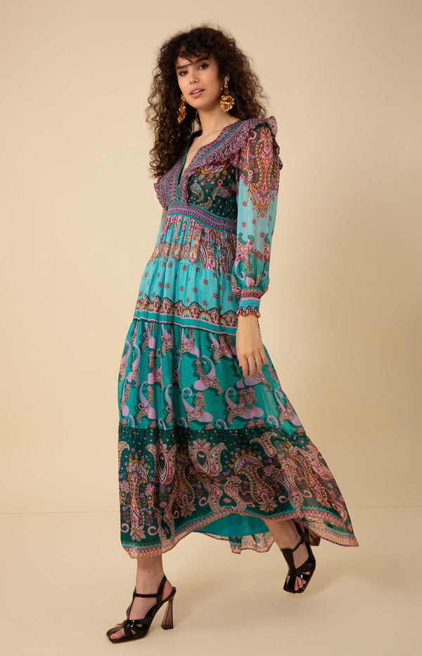 Nyla Maxi Dress, color_teal