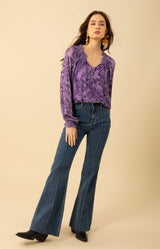 Liana Solid Velvet Burnout Top, color_lavender