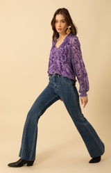 Liana Solid Velvet Burnout Top, color_lavender