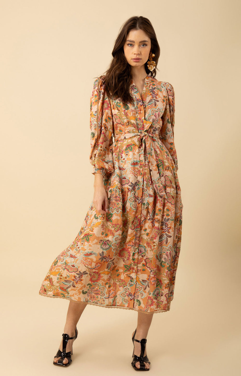 Hale Bob Allie Linen Dress - Brown / Neutral Hale Bob Allie Linen Dress - Brown / Neutral