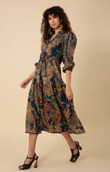 Allie Linen Dress, color_navy