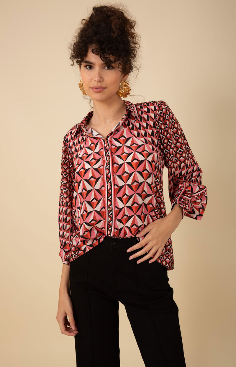 Daleyza Silk Top, color_coral