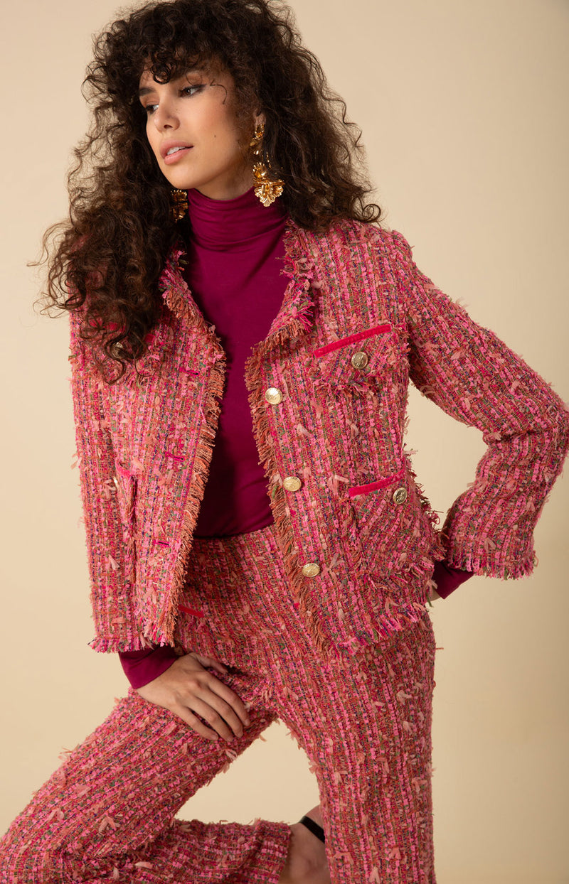 Malani Tweed Jacket, color_coral