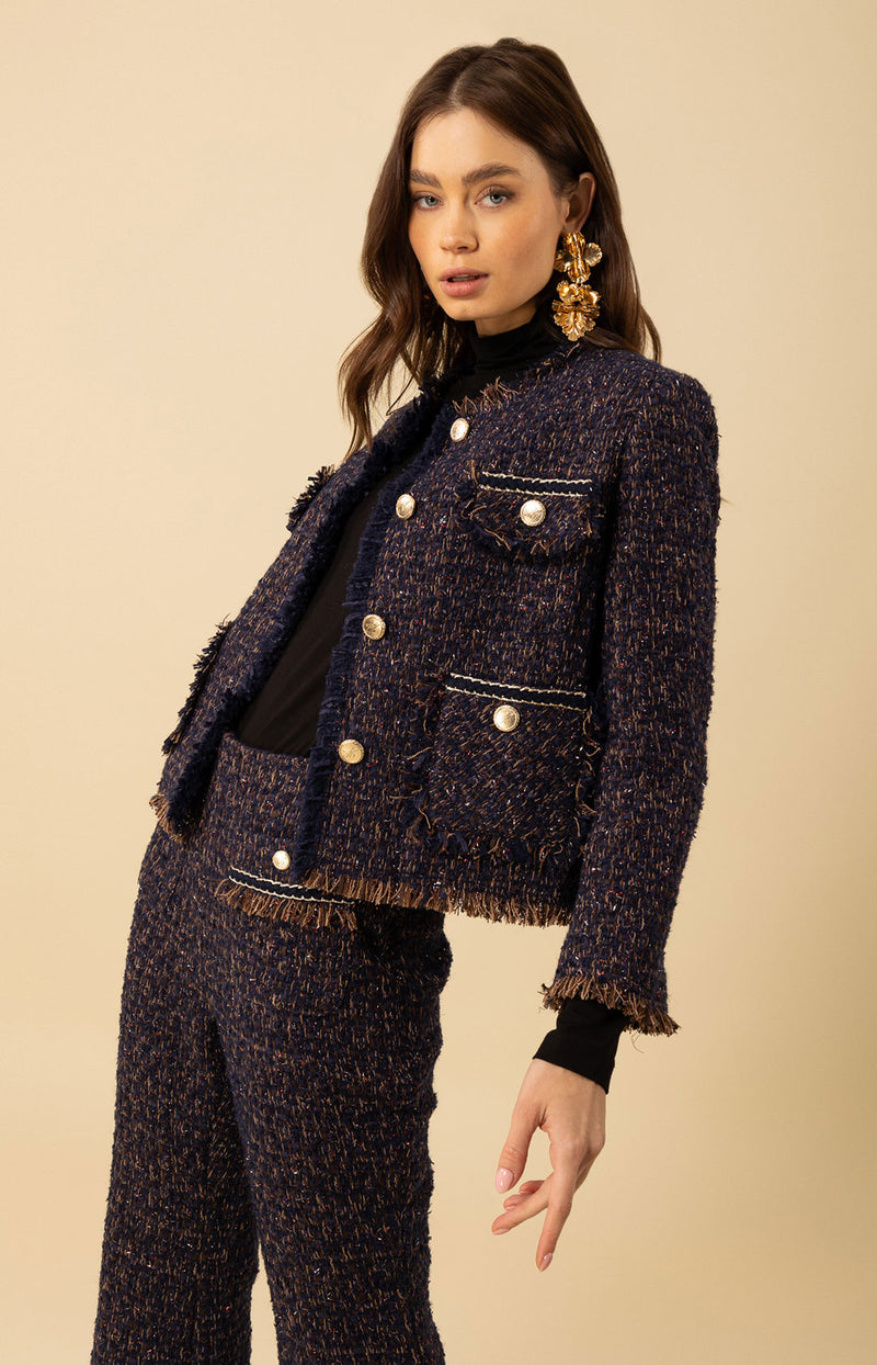 Malani Tweed Jacket, color_navy