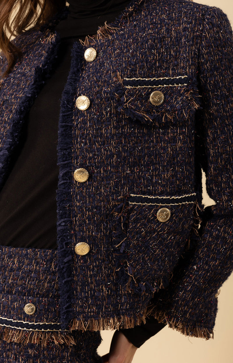 Malani Tweed Jacket, color_navy