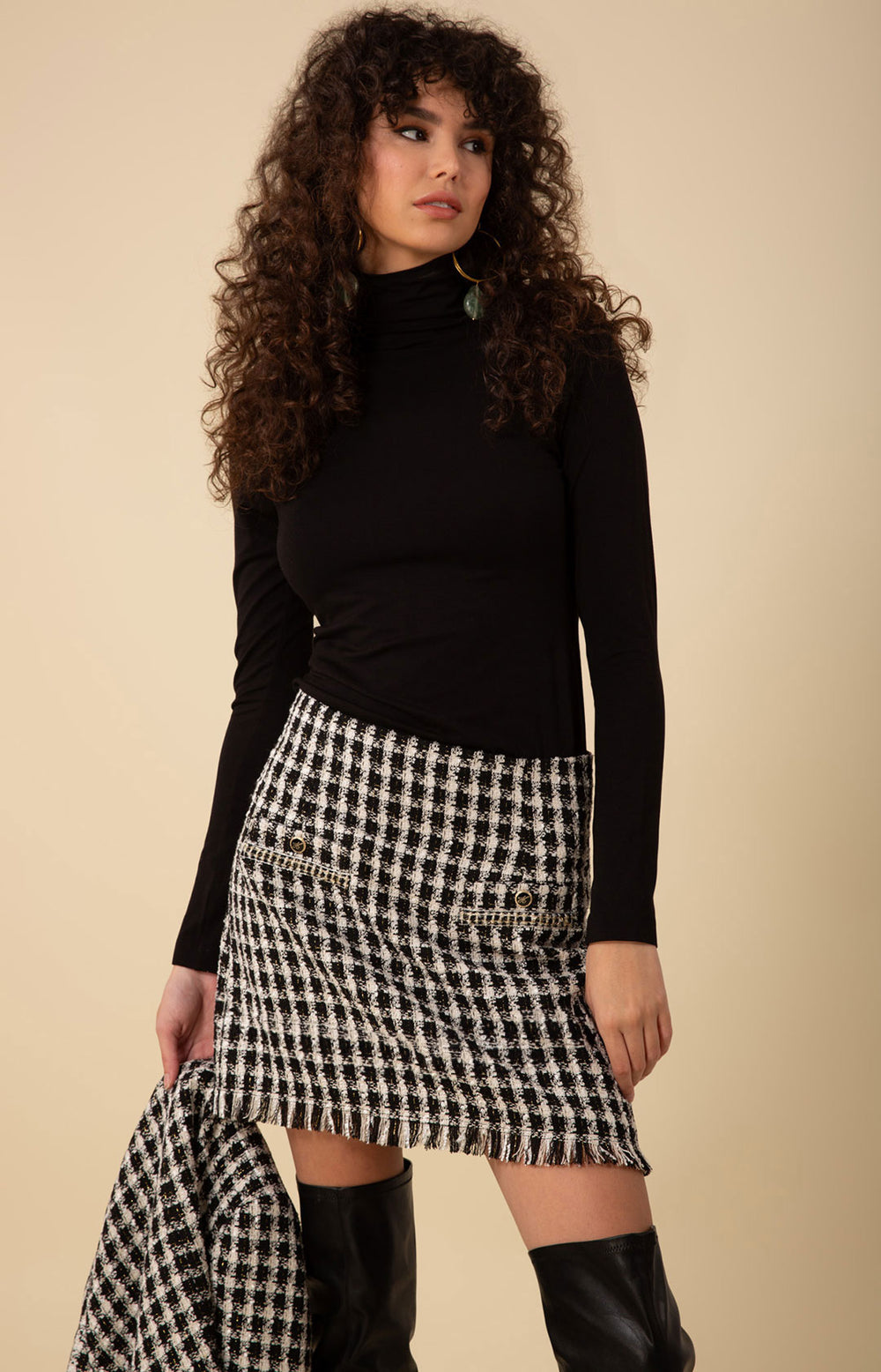 HARRIS TWEED×CLUNK skirt ex Sheila Skirt | Harris Tweed Plain, Grey