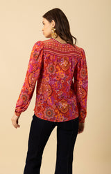 Skye Silk Top Beaded, color_red