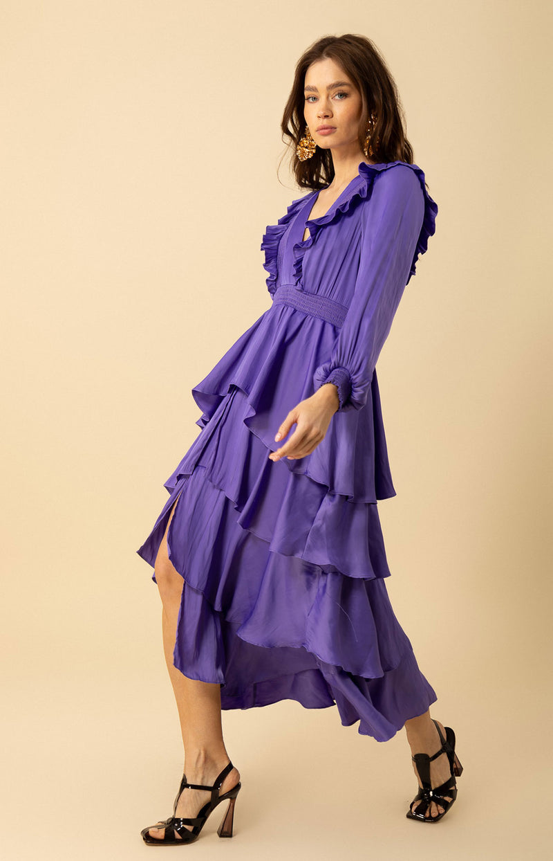 Astrid Solid Tiered Dress, color_periwinkle