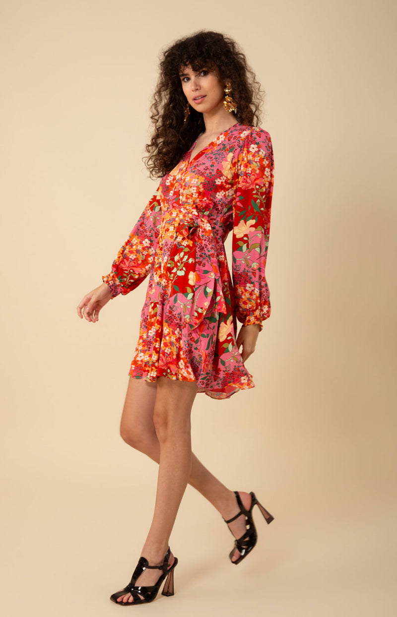 Maren Wrap Dress Pink / XS