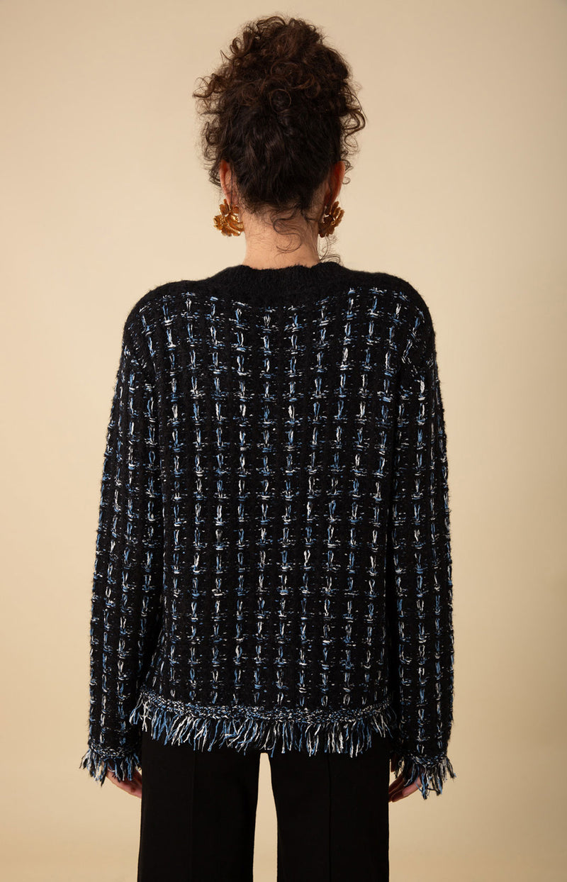 Jimena Boucle Cardigan, color_black