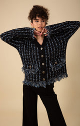 Jimena Boucle Cardigan, color_black