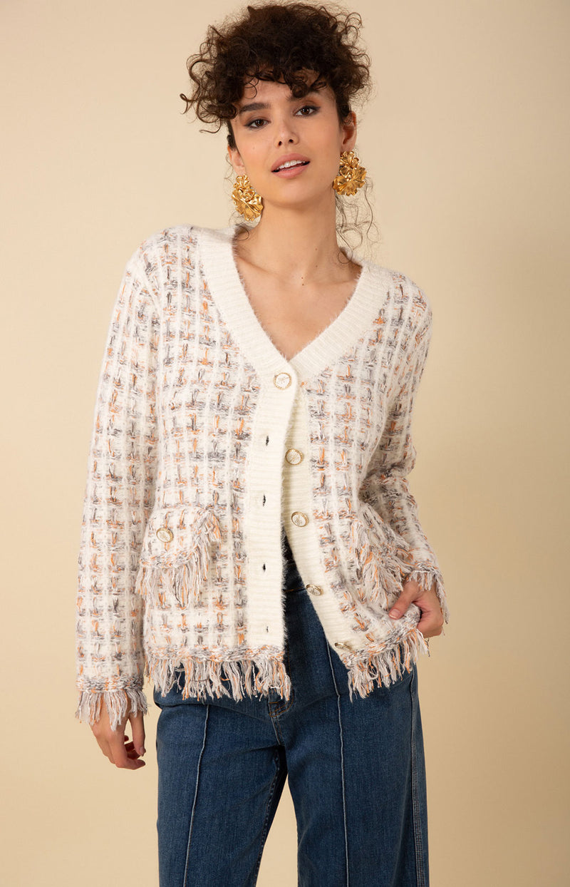 Jimena Boucle Cardigan, color_ivory