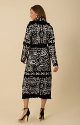 Haisley Wool Blend Jacquard Sweater Maxi, color_black with whit