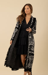 Haisley Wool Blend Jacquard Sweater Maxi, color_black with whit