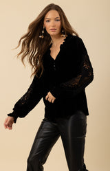 Amanda Velvet Top, color_black