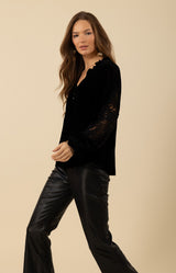 Amanda Velvet Top, color_black