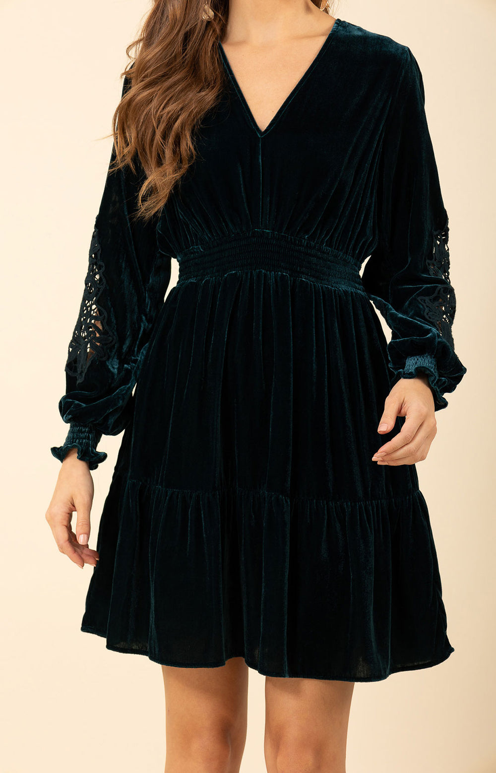 Alison Crochet Velvet Dress