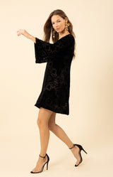 Alora Solid Velvet Burnout Dress, color_black