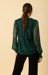 Jazlyn Crinkle Lurex Top, color_emerald