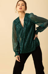 Jazlyn Crinkle Lurex Top, color_emerald