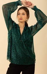 Jazlyn Crinkle Lurex Top, color_emerald