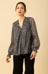 Jazlyn Crinkle Lurex Top, color_silver