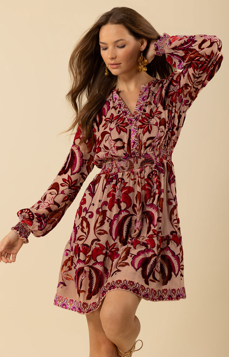 velvet burnout dress Alexa Velvet Burnout Dress Pink / XS