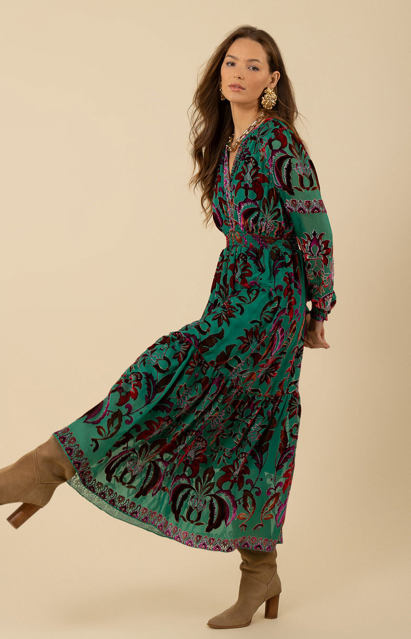 Alexa Velvet Burnout Maxi Dress, color_emerald