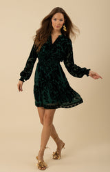 Alexa Velvet Burnout Solid Dress, color_emerald