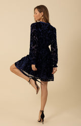 Alexa Velvet Burnout Solid Dress, color_navy