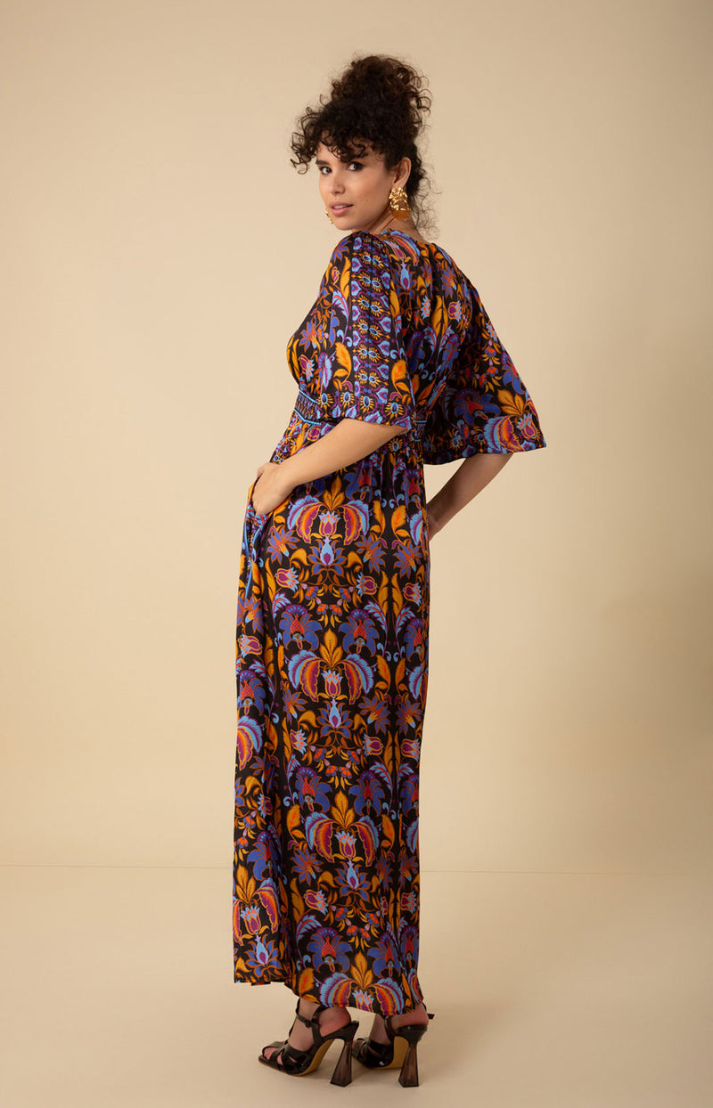 babyboo felicity maxi dress Washed charmeuse Smocking at waist Flutter sleeve Pockets at hips Maxi Length 57 HPS Felicity Maxi Dress - Blush