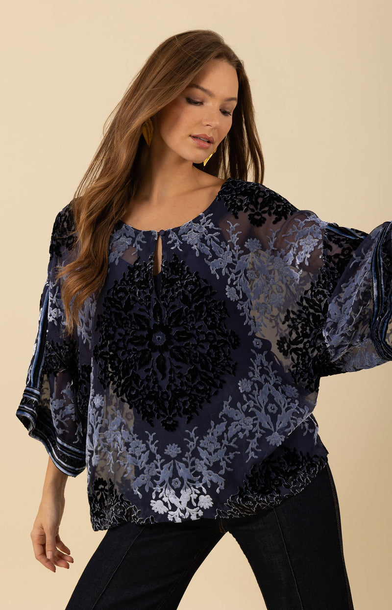 Briar Velvet Burnout Top, color_navy