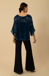 Briar Velvet Burnout Solid Top, color_navy