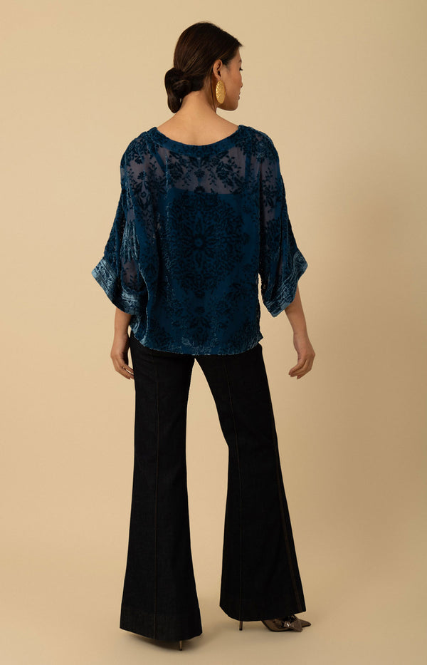 Briar Velvet Burnout Solid Top, color_navy