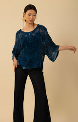 Briar Velvet Burnout Solid Top, color_navy