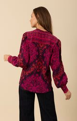 Mylah Silk Top, color_fuchsia