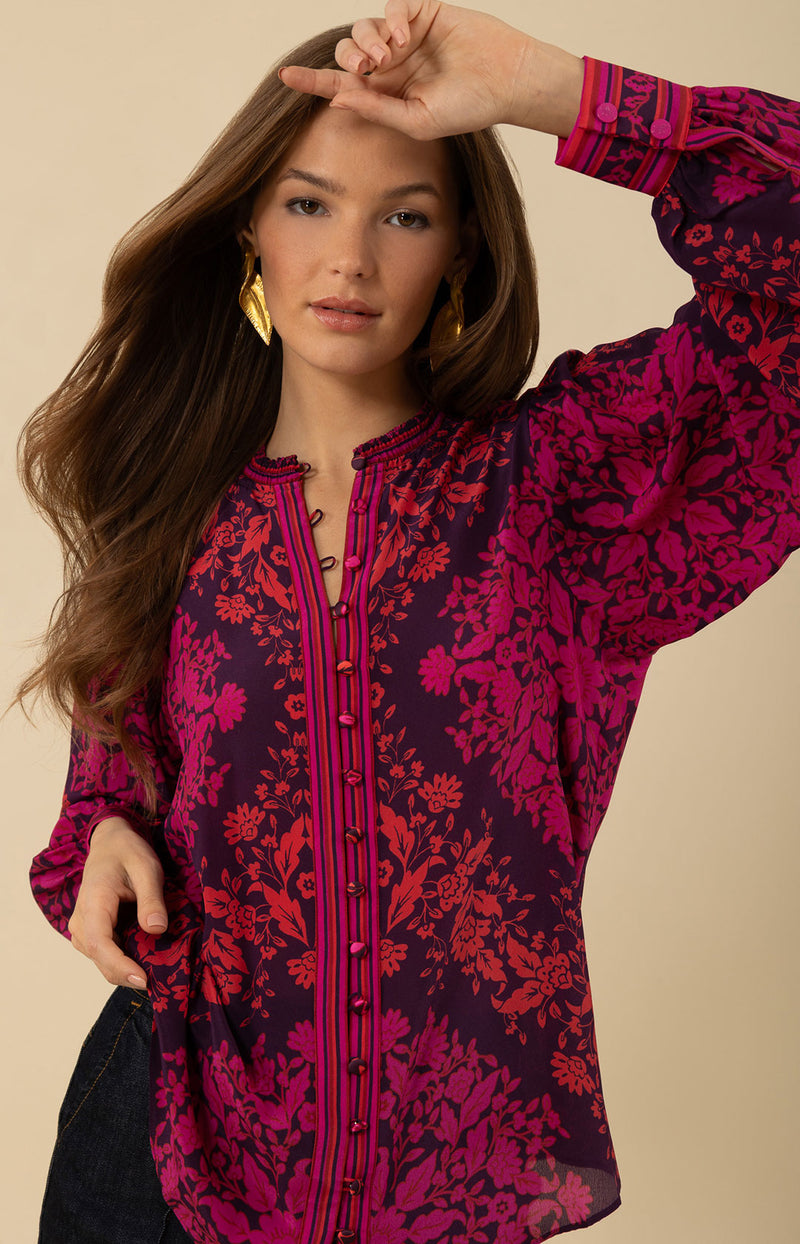 Mylah Silk Top, color_fuchsia