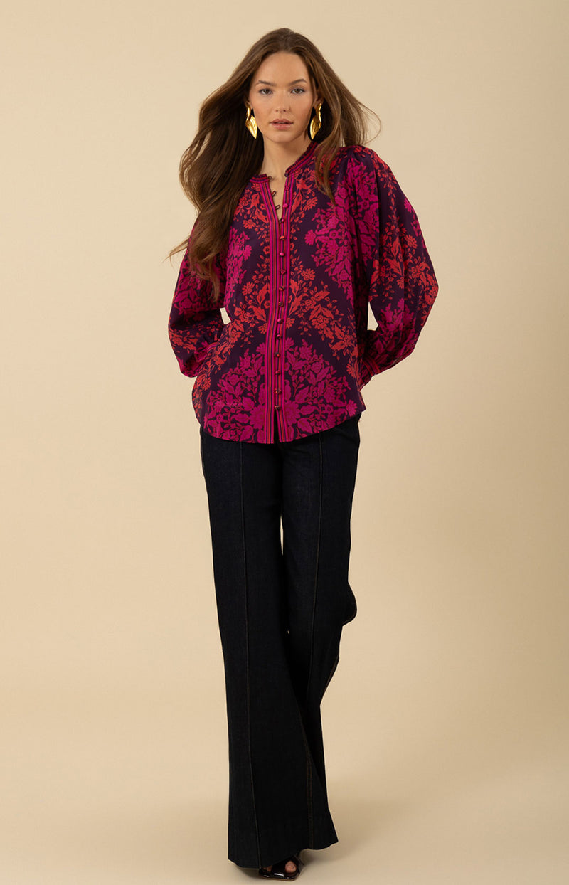 Mylah Silk Top, color_fuchsia