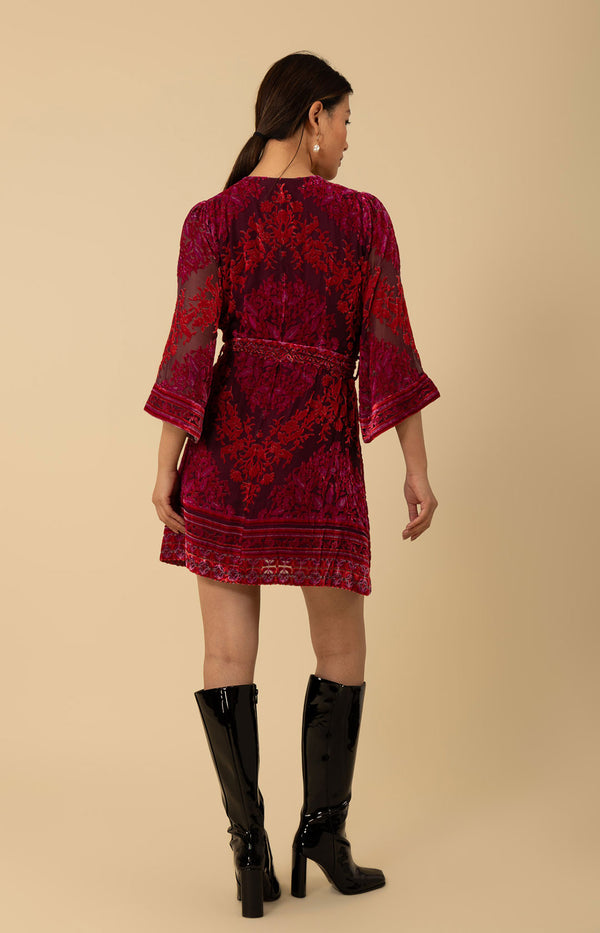 Helena Velvet Burnout Dress, color_fuchsia