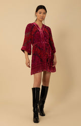 Helena Velvet Burnout Dress, color_fuchsia