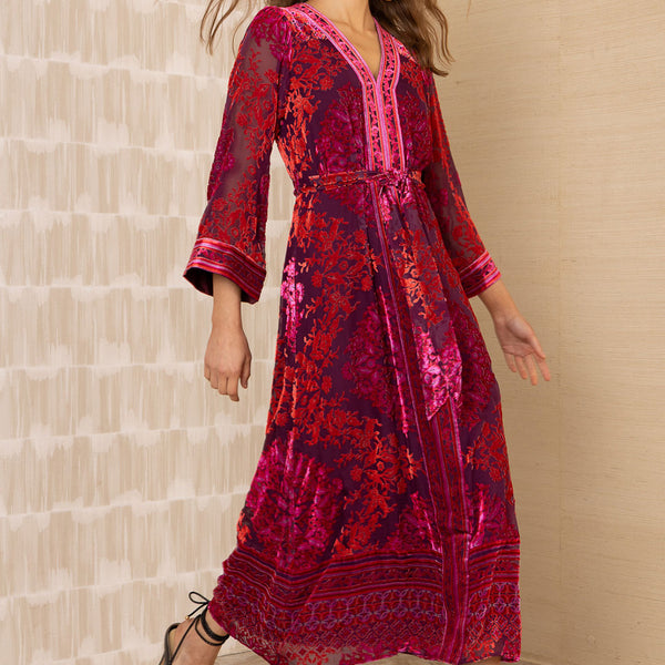 Helena Velvet Maxi Burnout Dress