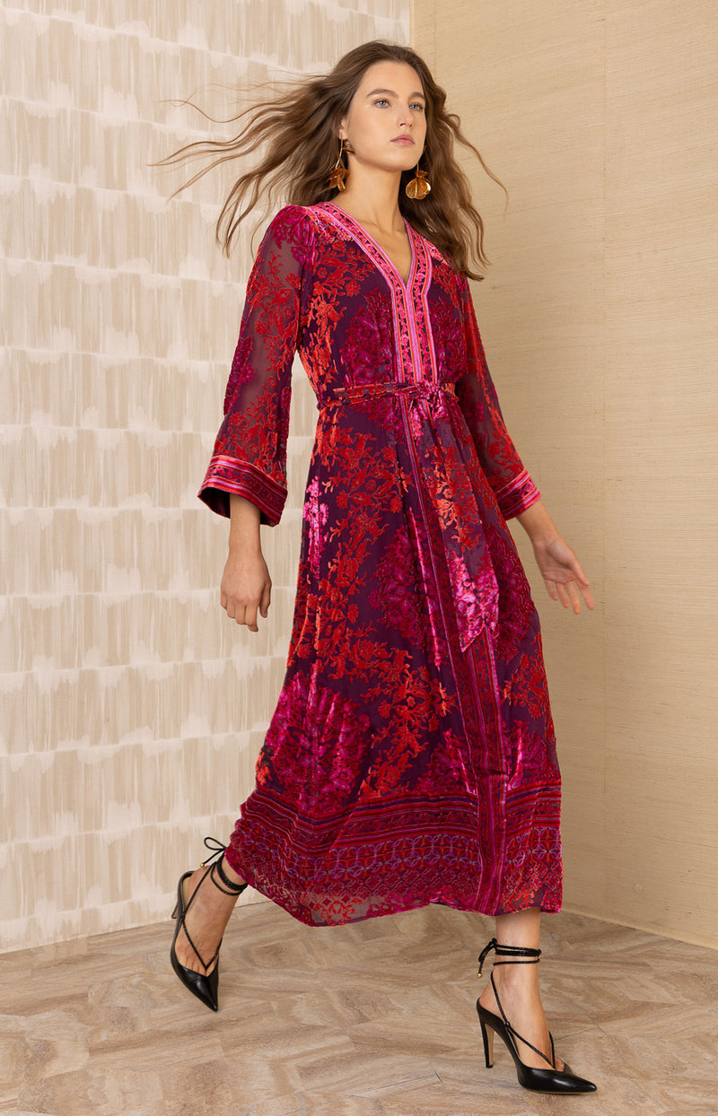 Helena Velvet Maxi Burnout Dress Helena Velvet Maxi Burnout Dress
