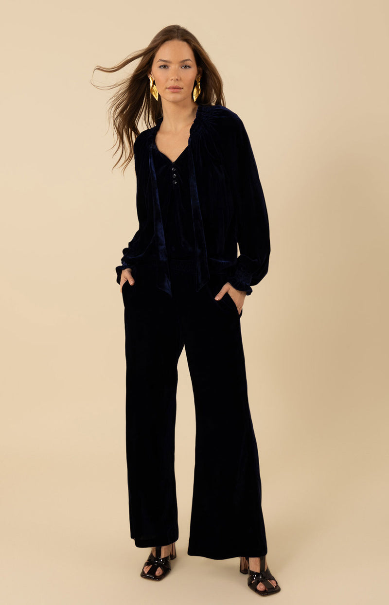 Kora Velvet Pant, color_navy