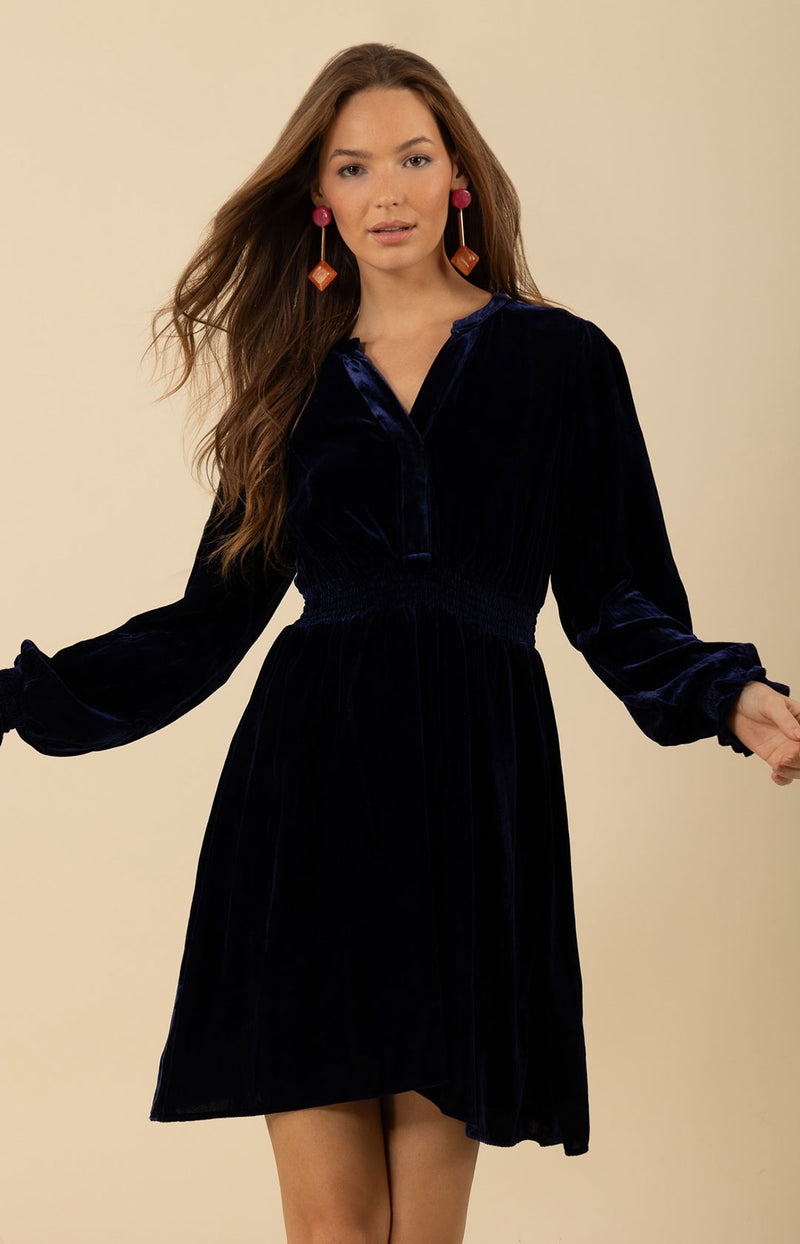 Carter Velvet Dress, color_navy